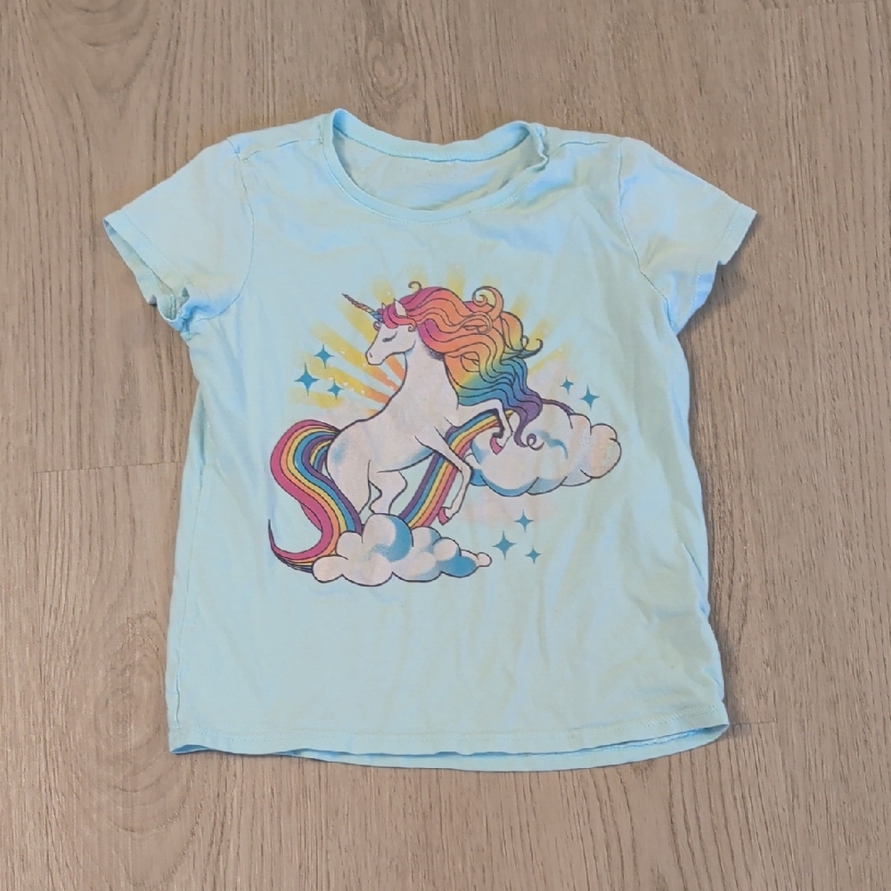 The Children's Place Light Blue Unicorn Rainbow Tee